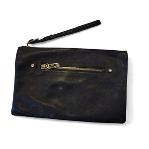 Massimo Dutti Leather Wristlet Clutch Bag